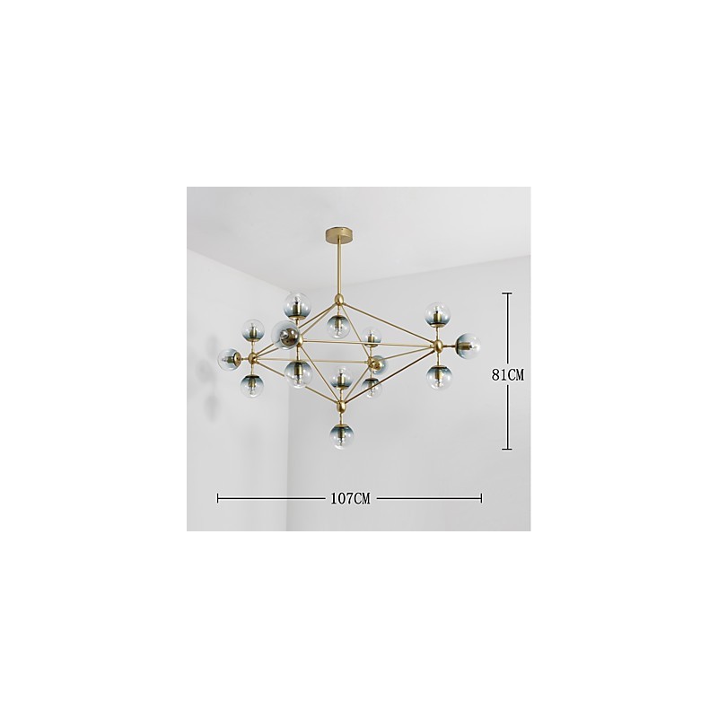 Quinze postes de luz estilo europeu moderno Modo luminária pendente de vidro e metal para decorar o foyer luminária lustre industrial