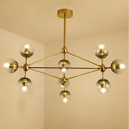 Ten Light Post Moderno Estilo Europeu Modo Metal Vidro Luminária Pendente Foyer Decore Lustre Industrial Lâmpada