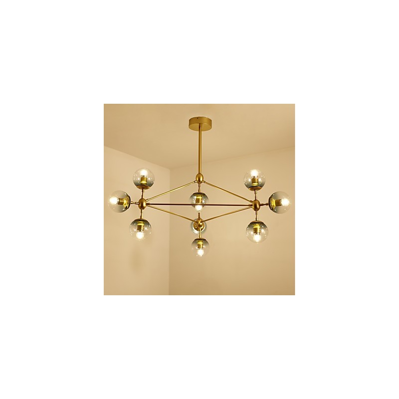 Ten Light Post Moderno Estilo Europeu Modo Metal Vidro Luminária Pendente Foyer Decore Lustre Industrial Lâmpada