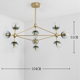 Ten Light Post Moderno Estilo Europeu Modo Metal Vidro Luminária Pendente Foyer Decore Lustre Industrial Lâmpada