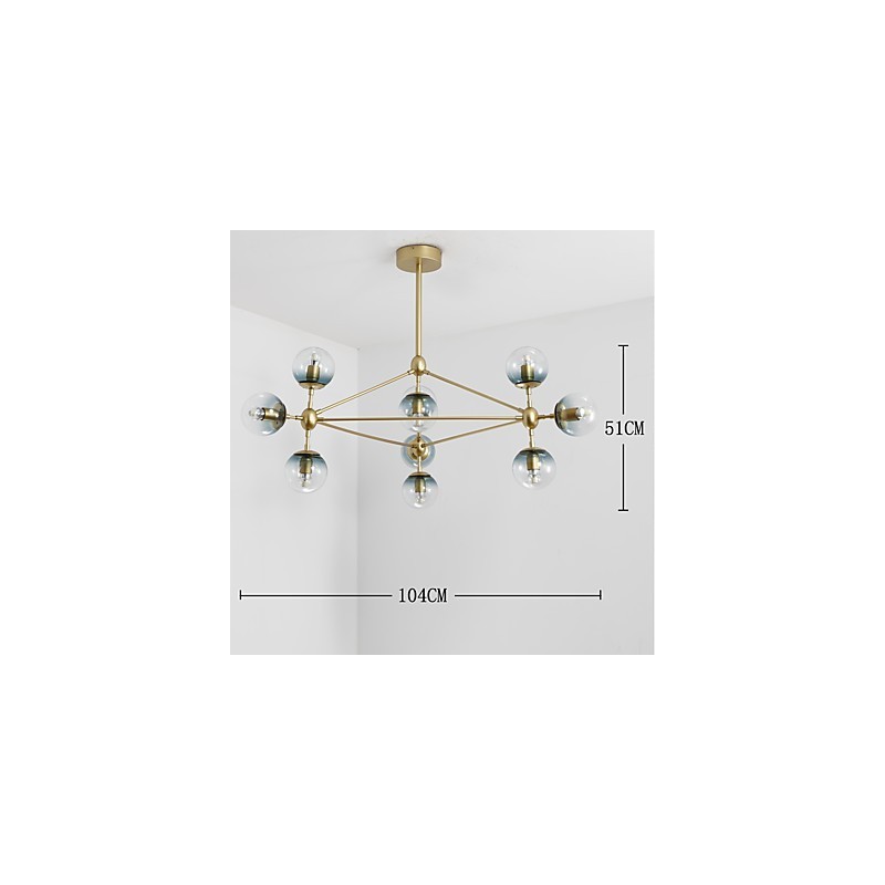 Ten Light Post Moderno Estilo Europeu Modo Metal Vidro Luminária Pendente Foyer Decore Lustre Industrial Lâmpada