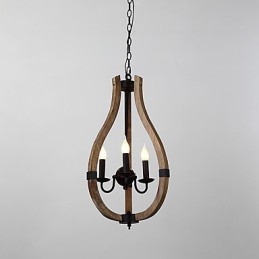 Três luzes vintage pintura característica mini estilo madeira bambu lustre lâmpada o decorador pendente lâmpada