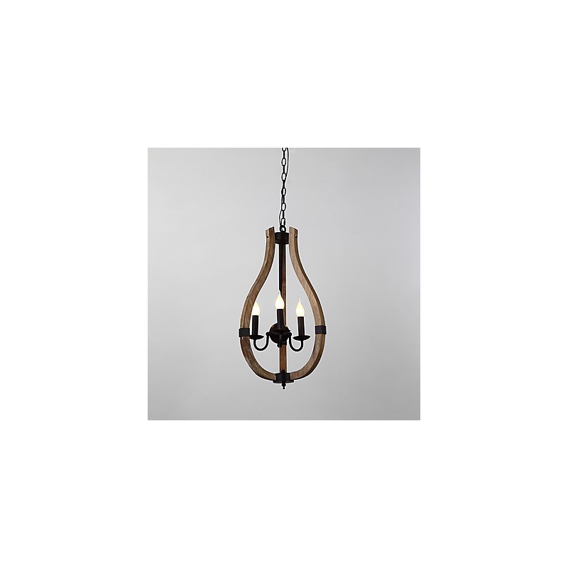 Três luzes vintage pintura característica mini estilo madeira bambu lustre lâmpada o decorador pendente lâmpada