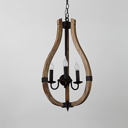 Três luzes vintage pintura característica mini estilo madeira bambu lustre lâmpada o decorador pendente lâmpada