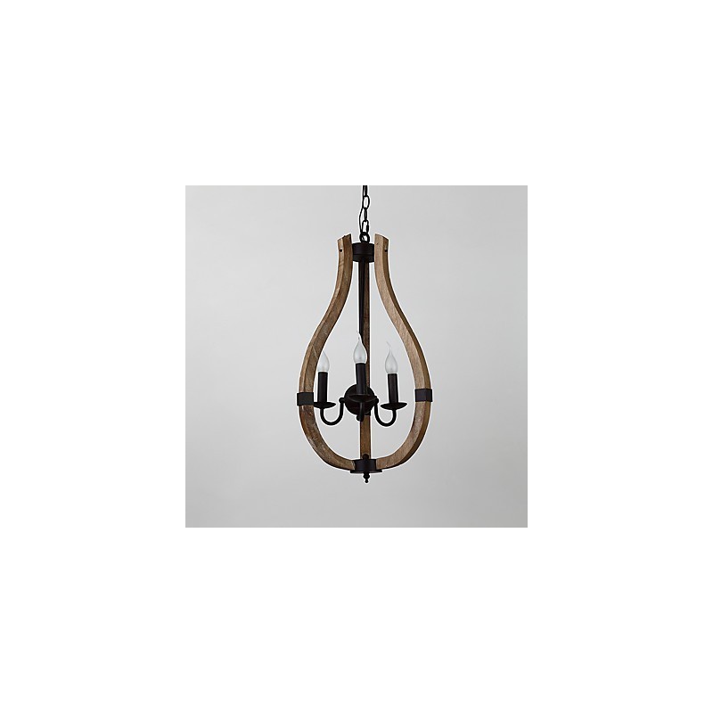 Três luzes vintage pintura característica mini estilo madeira bambu lustre lâmpada o decorador pendente lâmpada