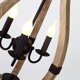 Três luzes vintage pintura característica mini estilo madeira bambu lustre lâmpada o decorador pendente lâmpada