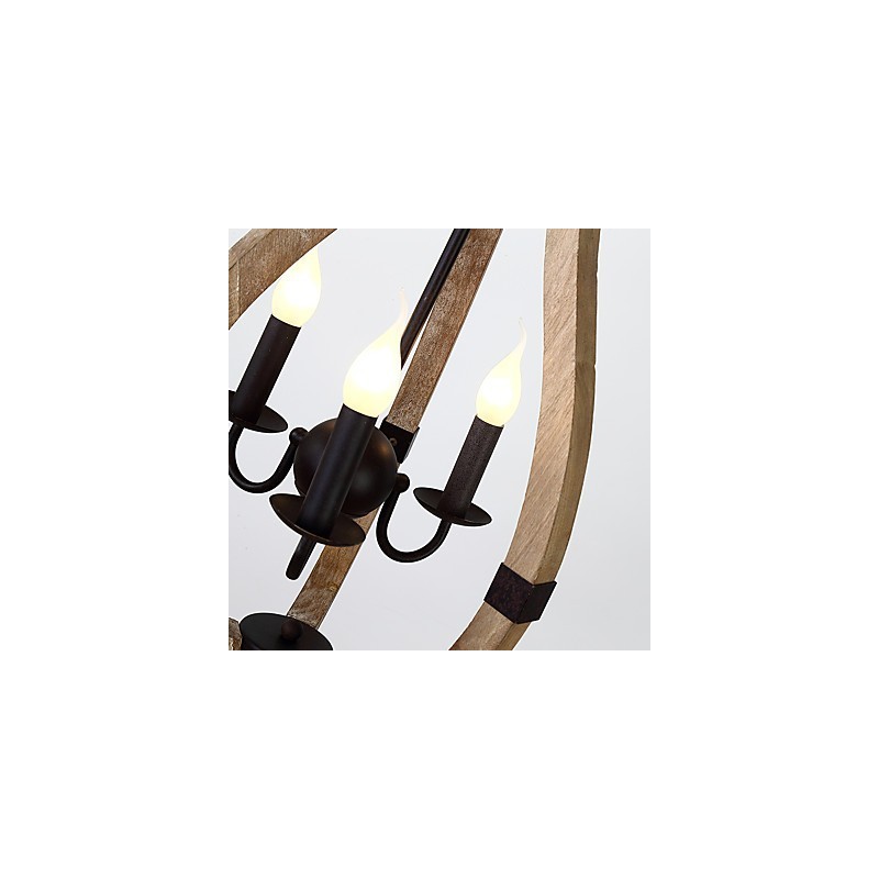 Três luzes vintage pintura característica mini estilo madeira bambu lustre lâmpada o decorador pendente lâmpada