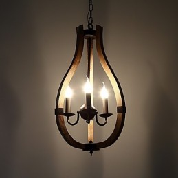 Três luzes vintage pintura característica mini estilo madeira bambu lustre lâmpada o decorador pendente lâmpada