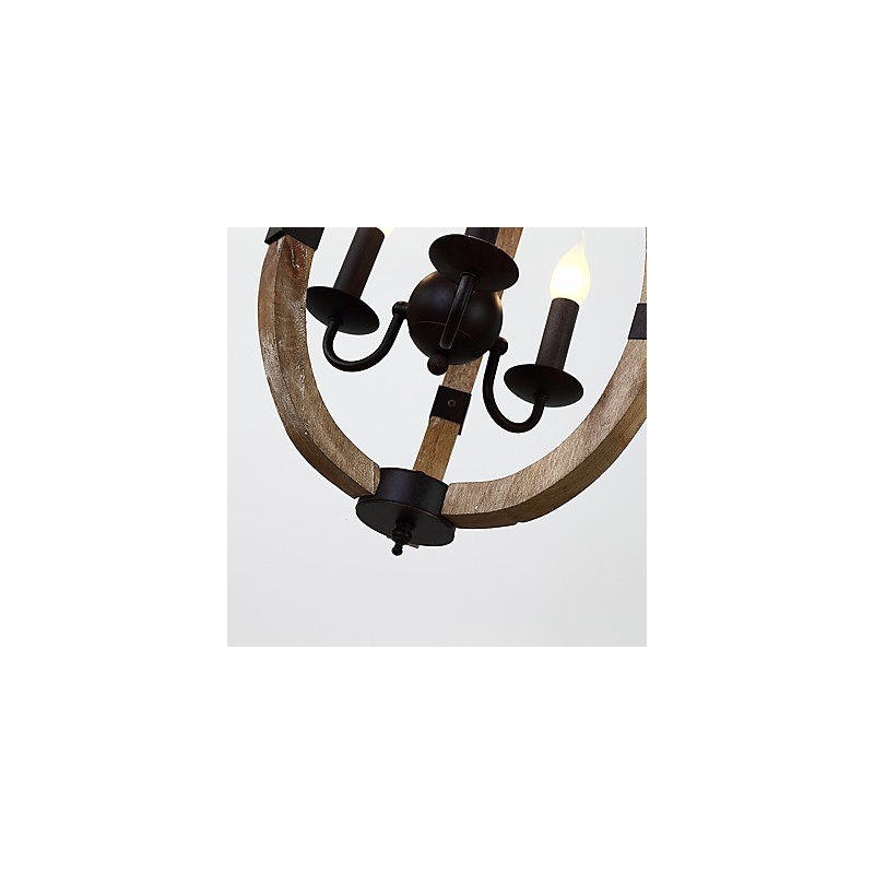 Três luzes vintage pintura característica mini estilo madeira bambu lustre lâmpada o decorador pendente lâmpada