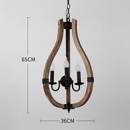 Três luzes vintage pintura característica mini estilo madeira bambu lustre lâmpada o decorador pendente lâmpada
