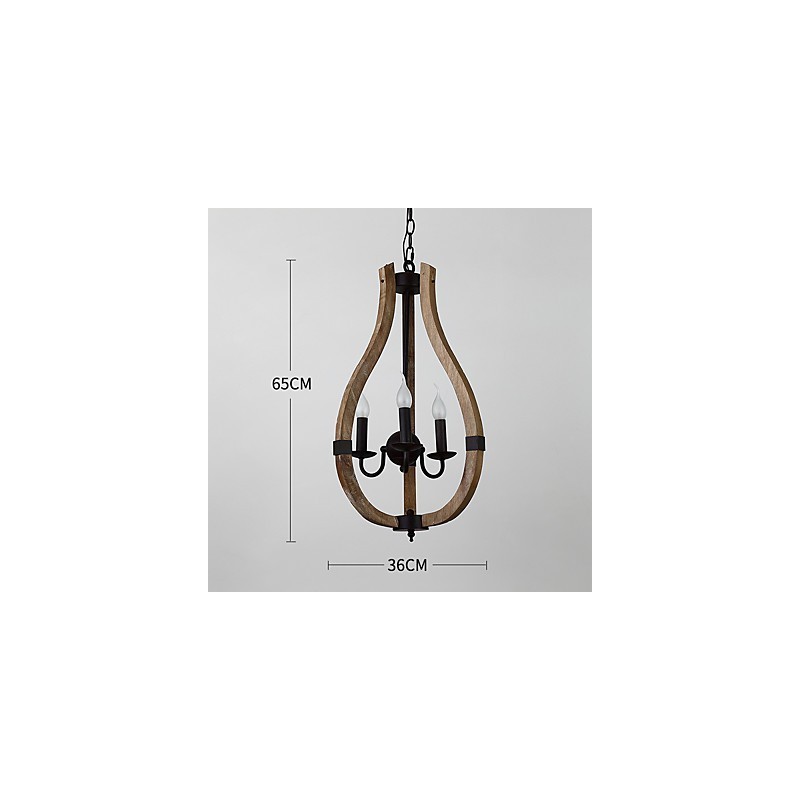 Três luzes vintage pintura característica mini estilo madeira bambu lustre lâmpada o decorador pendente lâmpada