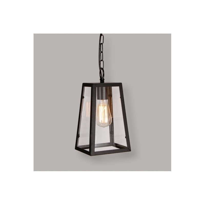 Luminária pendente de metal vintage com cúpula de vidro