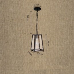 Luminária pendente de metal vintage com cúpula de vidro