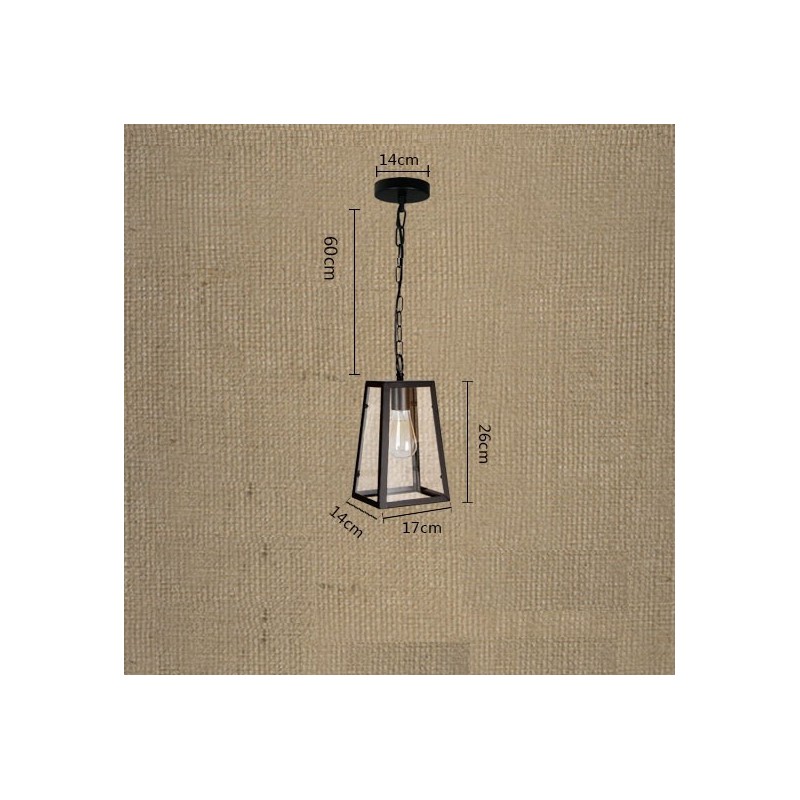 Luminária pendente de metal vintage com cúpula de vidro