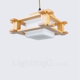 1 Luz de madeira moderna contemporânea estilo nórdico pendente com cúpula de vidro