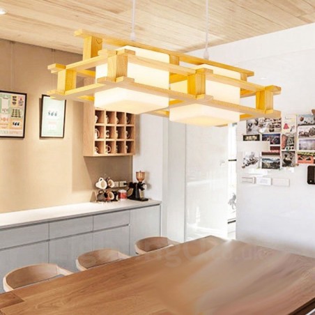 2 Luzes de madeira moderna contemporânea estilo nórdico pendente luz com cúpula de vidro 2 Luzes de madeira moderna contemporânea estilo nórdico pendente luz com cúpula de vidro