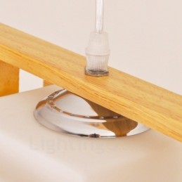 2 Luzes de madeira moderna contemporânea estilo nórdico pendente luz com cúpula de vidro