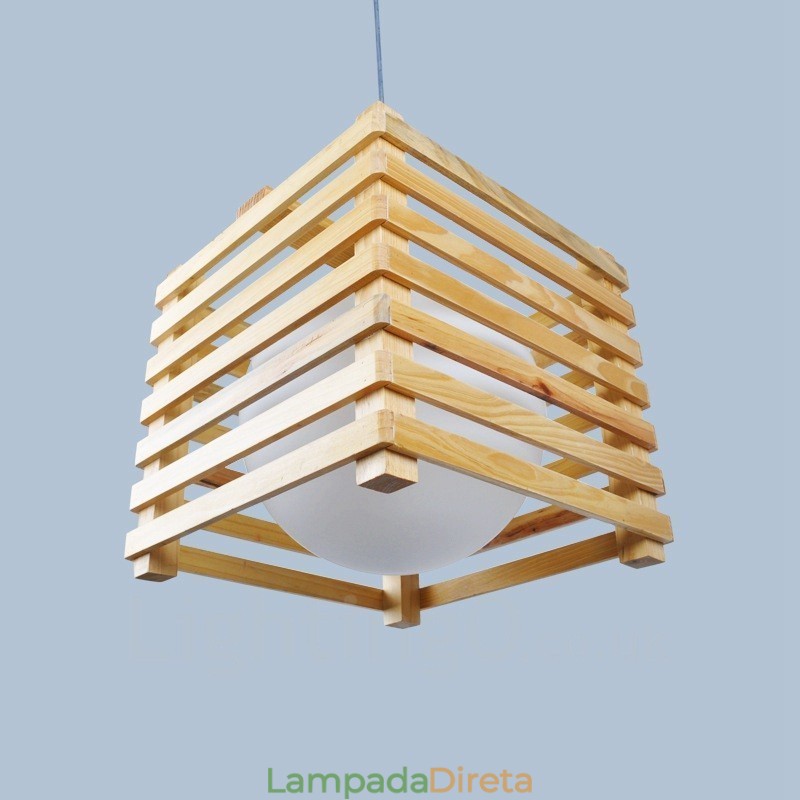 1 Luz de madeira moderna contemporânea estilo nórdico pendente com cúpula de vidro