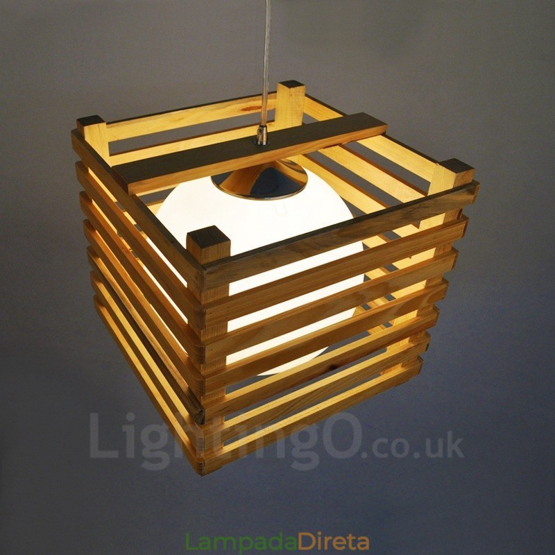 1 Luz de madeira moderna contemporânea estilo nórdico pendente com cúpula de vidro