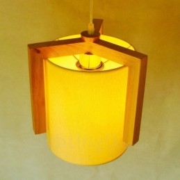 1 Luz de madeira moderna contemporânea estilo nórdico pendente com sombra de tecido