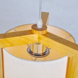 1 Luz de madeira moderna contemporânea estilo nórdico pendente com sombra de tecido