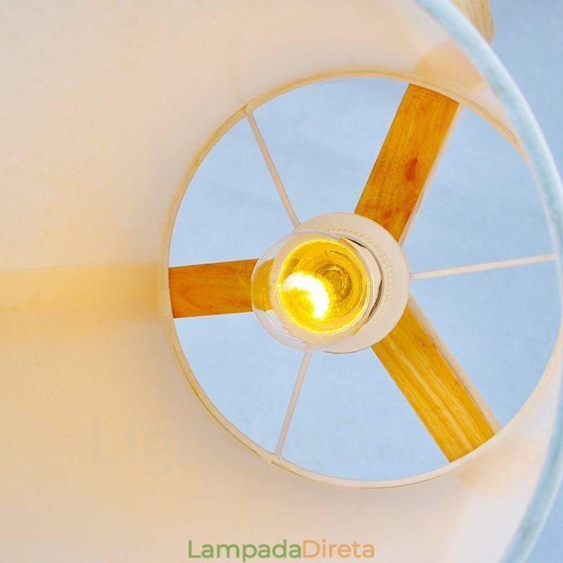 1 Luz de madeira moderna contemporânea estilo nórdico pendente com sombra de tecido