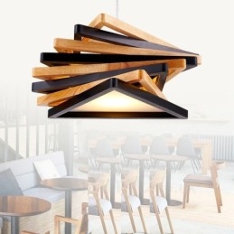 1 Luz de suspensão contemporânea moderna de madeira clara com cúpula de madeira