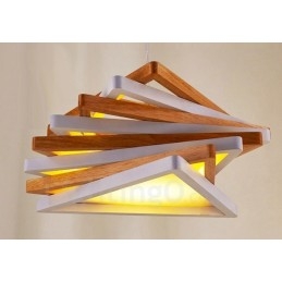 1 Luz de suspensão contemporânea moderna de madeira clara com cúpula de madeira