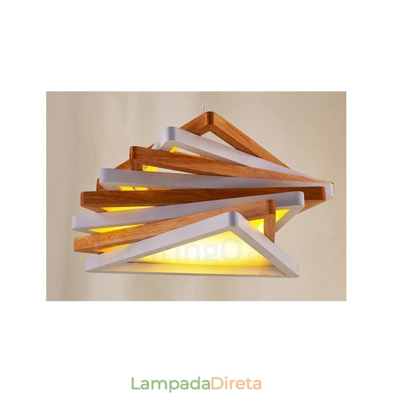 1 Luz de suspensão contemporânea moderna de madeira clara com cúpula de madeira