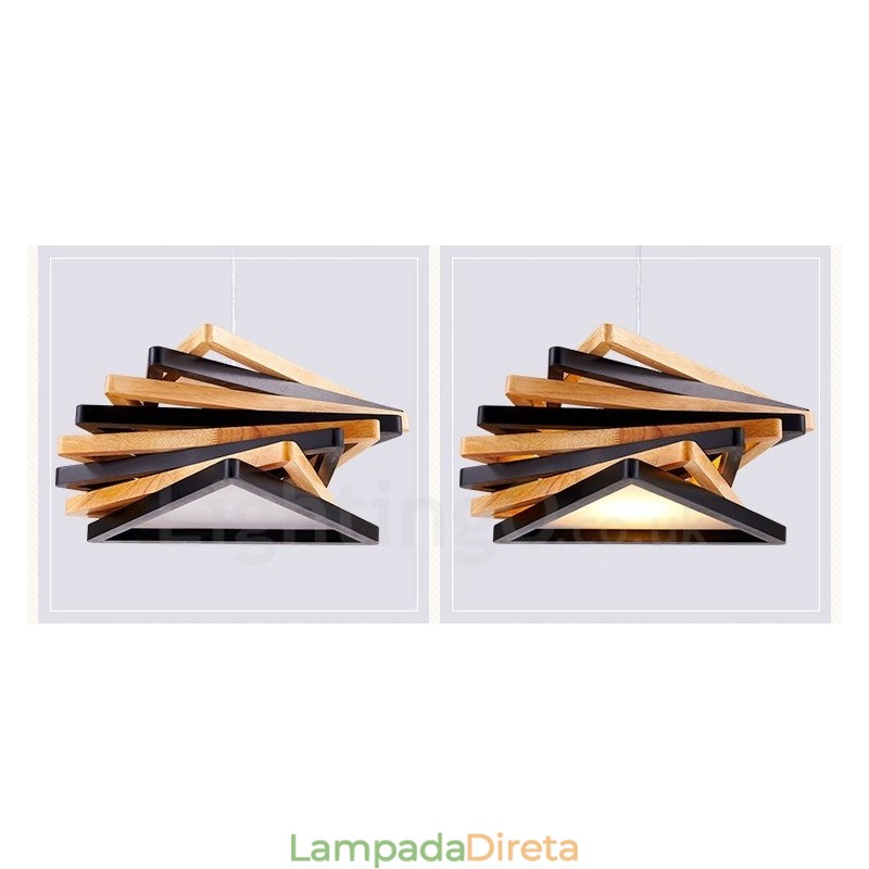 1 Luz de suspensão contemporânea moderna de madeira clara com cúpula de madeira