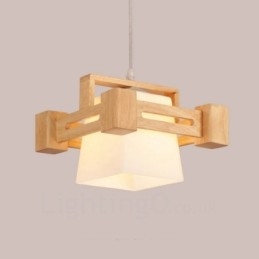 1 Luz de madeira moderna contemporânea estilo nórdico pendente com sombra de tecido