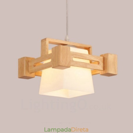 1 Luz de madeira moderna contemporânea estilo nórdico pendente com sombra de tecido 1 Luz de madeira moderna contemporânea estilo nórdico pendente com sombra de tecido