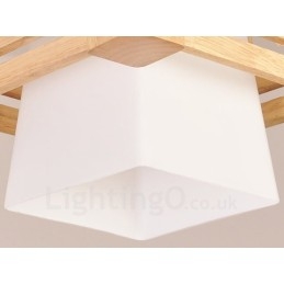 1 Luz de madeira moderna contemporânea estilo nórdico pendente com sombra de tecido