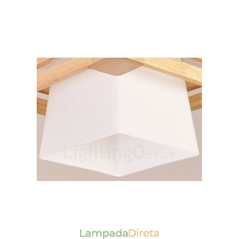 1 Luz de madeira moderna contemporânea estilo nórdico pendente com sombra de tecido