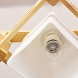 3 Luzes de madeira moderna contemporânea estilo nórdico pendente luz com tecido sombra