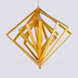 1 Luz de madeira moderna contemporânea estilo nórdico pendente com sombra de madeira