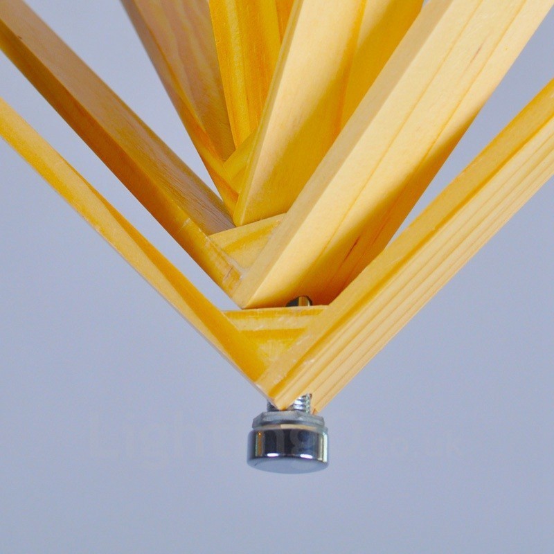 1 Luz de madeira moderna contemporânea estilo nórdico pendente com sombra de madeira