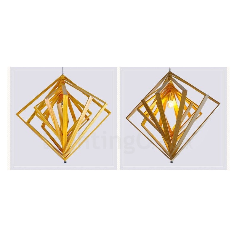 1 Luz de madeira moderna contemporânea estilo nórdico pendente com sombra de madeira