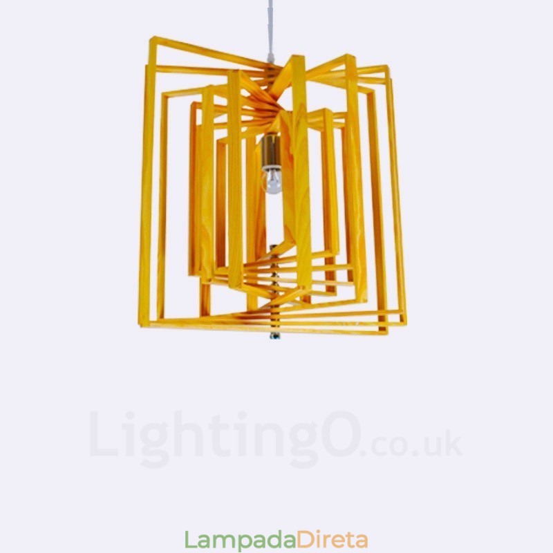 1 Luz de madeira moderna contemporânea estilo nórdico pendente com sombra de madeira