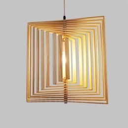 1 Luz de madeira moderna contemporânea estilo nórdico pendente com sombra de madeira