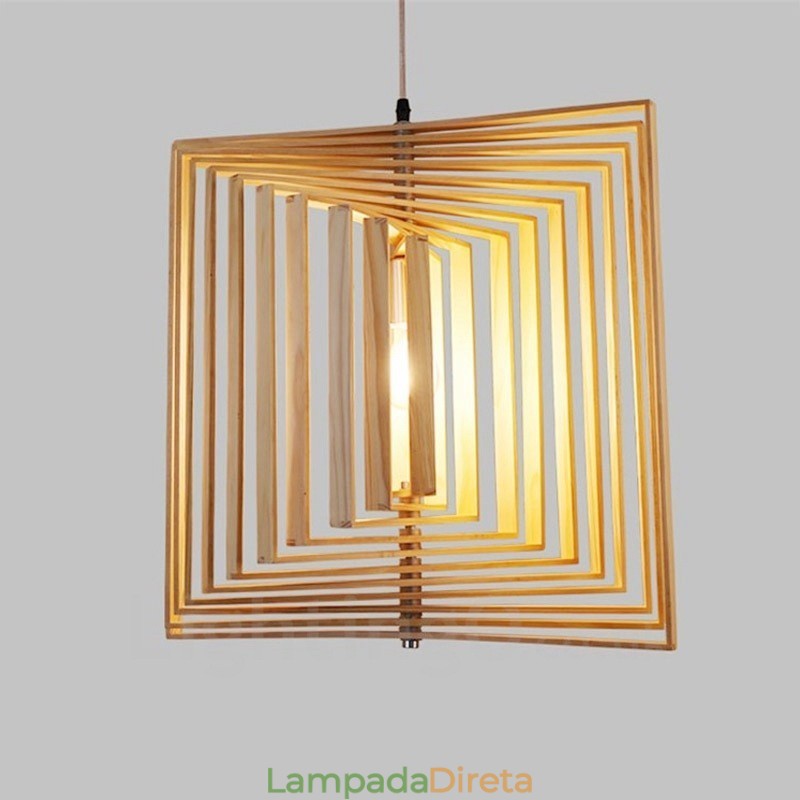 1 Luz de madeira moderna contemporânea estilo nórdico pendente com sombra de madeira