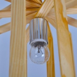 1 Luz de madeira moderna contemporânea estilo nórdico pendente com sombra de madeira
