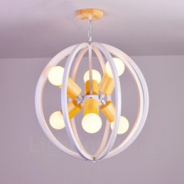 Luminária pendente retrô vintage de ferro com 6 luzes e abajur de ferro
