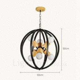Luminária pendente retrô vintage de ferro com 6 luzes e abajur de ferro