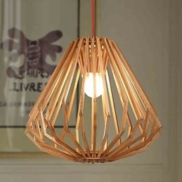 Lustre Mini Estilo Tradicional Clássico Madeira Bambu