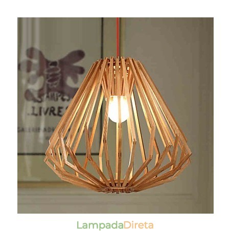 Lustre Mini Estilo Tradicional Clássico Madeira Bambu