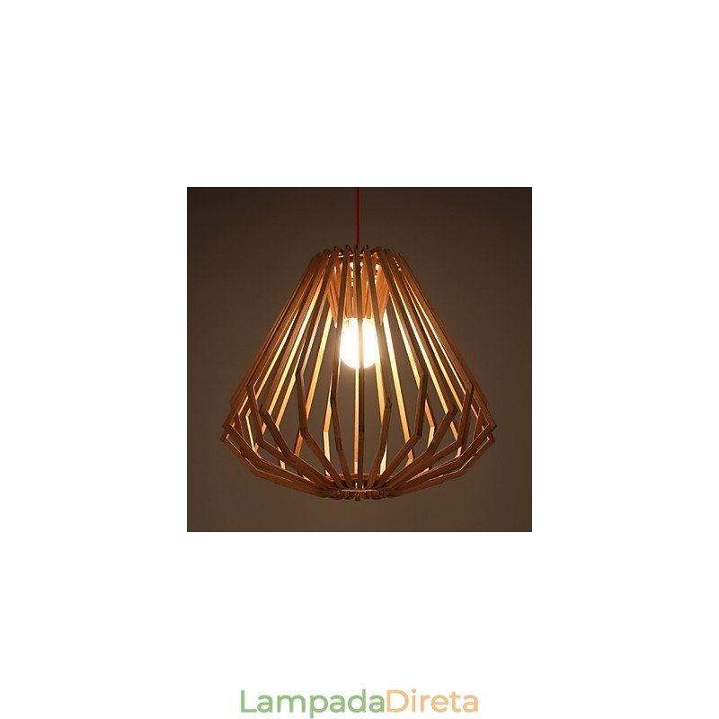 Lustre Mini Estilo Tradicional Clássico Madeira Bambu