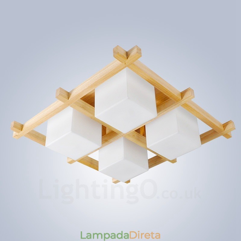 4 Luzes de teto embutidas estilo nórdico moderno e contemporâneo com cúpula de vidro