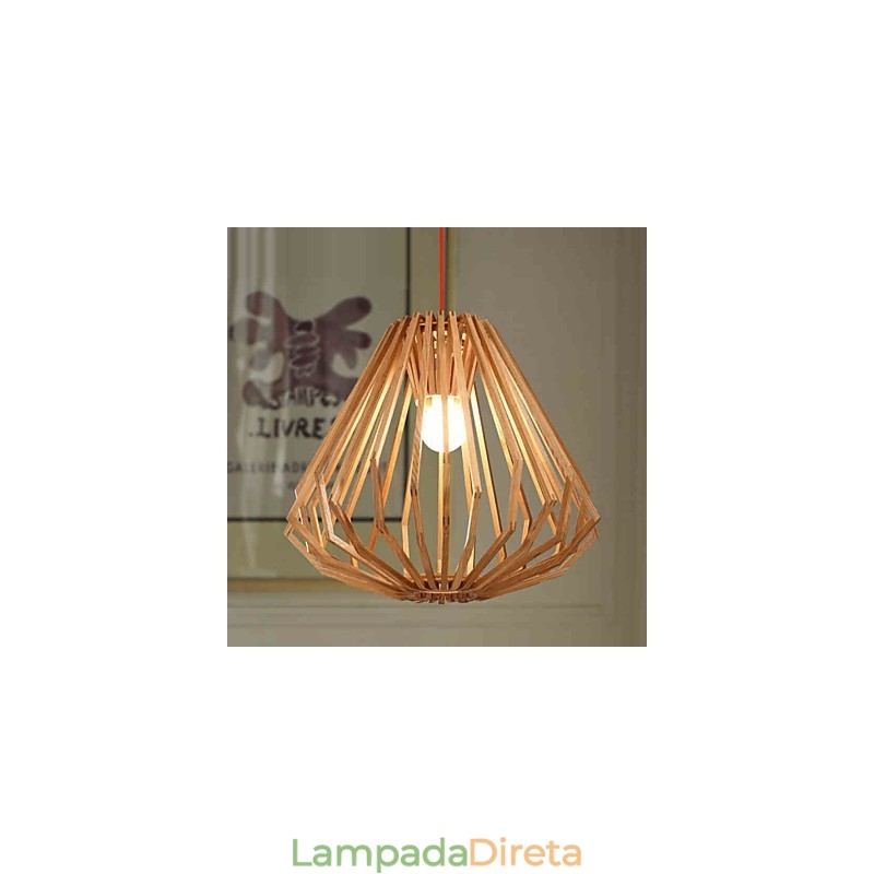 Lustre Mini Estilo Tradicional Clássico Madeira Bambu