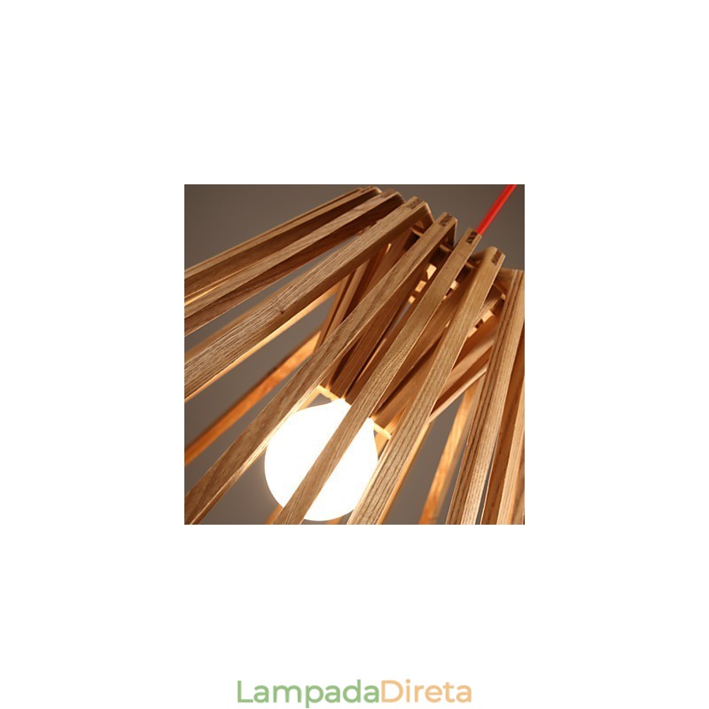 Lustre Mini Estilo Tradicional Clássico Madeira Bambu